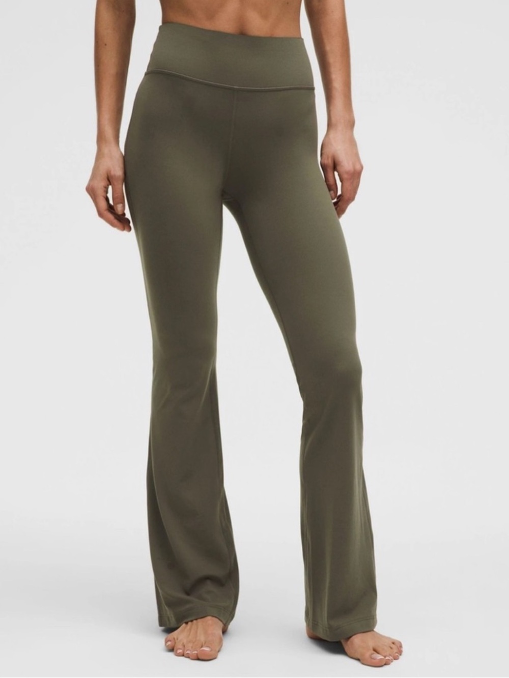 Lululemon Army Green Groove Nulu High-Rise Flared Athletic Full Length Pants